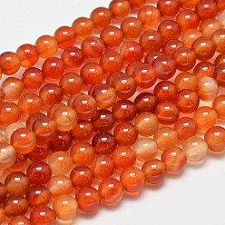 Red Agate Круглые натуральный красный агат бисера пряди, окрашенная и подогревом, 6 мм, отверстие : 1.2 мм, около 62 шт / нитка, 14.9 дюйм
