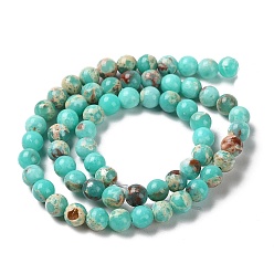 Turquoise Synthetic Imperial Jasper Dyed Beads Strands, Round, Turquoise, 6mm, Hole: 1.4mm, about 60~62pcs/strand, 14.72''~15.28''(37.4~38.8cm)