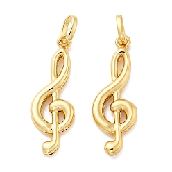 Настоящее золото 18K Латунные подвески, музыкальная нота, без кадмия и без свинца, стойки покрытие, долговечный, с целью перехода в кольце, реальный 18 k позолоченный, 34.5x12x3 мм, отверстие : 6.5x4 мм