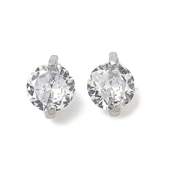 Платина Латунные микро проложить кубического циркония прелести, плоско-круглые, платина, 11x8x5 мм, отверстие : 1.6 мм