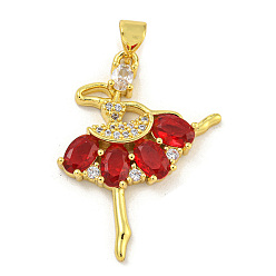 (123L) Белый крем непрозрачный блеск Стойка металлическая латунная микропрофилированная кубическая циркония подвески, без кадмия и без свинца, долговечный, реальный 18 k позолоченный, балерина, огнеупорный кирпич, 30.5x20.5x4 мм, отверстие : 3.5x5 мм