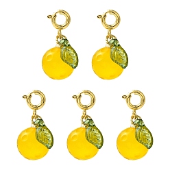 Оранжевый 5шт. подвесные украшения из натурального агата, с латунной застежкой , оранжевые, 21 мм