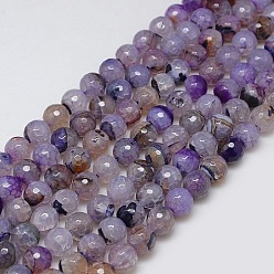 Средний Синий Шифер Естественно агат круглых бусин прядь, окрашенные, граненые, средний грифельно-синий, 10 мм, отверстие : 1 мм, около 38 шт / нитка, 14.56 дюйм