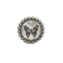 Бабочка Плоские круглые ручки для стеклянных ящиков, со сплавом, шкаф тянет ручки, аксессуары для дверных ручек, бабочка, 42x35 мм