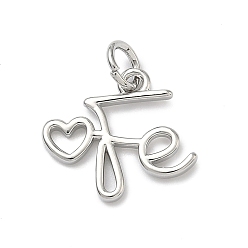 Платина Латунные подвески, слово fe чары, без кадмия и без свинца, стойки покрытие, долговечный, с целью перехода в кольце, платина, 13.5x15x1.5 мм, отверстие : 3.3 мм