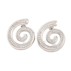 Platinum Brass Stud Earrings for Women, Lead Free & Cadmium Free, Shell Shape, Platinum, 29.5x27mm