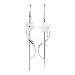 Платина 925 серьги-нитки в форме цветка из стерлингового серебра, платина, 80x12 мм