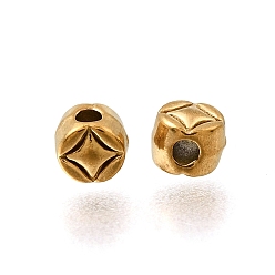 Настоящее золото 18K 304 из нержавеющей стали бусы, ионное покрытие (ip), плоские круглые с звезды шаблон, реальный 18 k позолоченный, 4x3.5 мм, отверстие : 1.4 мм