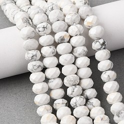 Говлит Природные Говлит бисер нитей, рондель, граненые, 8x5.5~6 мм, отверстие : 1 мм, около 62 шт / нитка, 15.04'' (38.2 см)