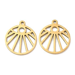 Golden 201 Stainless Steel Pendants, Hollow, Flat Round with Eye Charm, Golden, 18x15.5x1mm, Hole: 1.2mm