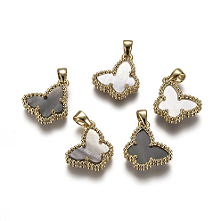 Other Sea Shell Shell Pendants, with Real 24K Gold Plated Brass Pendant Cabochons Settings, Long-Lasting Plated, Butterfly, 15x13x3.5mm, Hole: 3x3.5mm