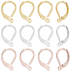 (52) Непрозрачная лаванда 60 шт. 3 стили 304 выводы для сережек с рычагом из нержавеющей стали, с петлей, разноцветные, 15~15.5x10x1.5 мм, отверстие : 1.2~1.5 мм, 20 шт / стиль