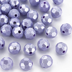 Средний Синий Шифер Непрозрачные акриловые бусины, граненые, круглые, средний грифельно-синий, 9.5 мм, отверстие : 2 мм, Около 1050 шт / 500 г