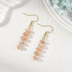 Золотой Плоские круглые серьги из натурального солнечного камня, латунные серьги с подвесками для женщин, золотые, 48x7 мм