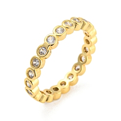 Золотой Покрытие стойки латунное кольцо на палец с фианитом, долговечный, без кадмия и без свинца, золотые, внутренний диаметр: 17 мм