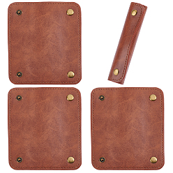 Кокосово-Коричневый 4шт. чехлы из искусственной кожи для ручек багажа, защита рукоятки, с помощью кнопки сплава оснастки, прямоугольные, для чемодана, сумочка, античное золото , кокосового коричневый, 120x101x2 мм