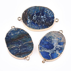 Имперская яшма Гальванический натуральный регалит / императорская яшма / яшма из морских отложений, с железной фурнитурой, овальные, золотые, 47x29x6 мм, отверстие : 2 мм