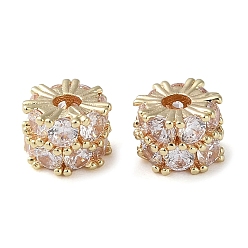 Золотой Стойки обшивки латунь микро проложить кубического циркония бусы, без свинца и без кадмия, долговечный, колонка, золотые, 6x4.5 мм, отверстие : 1.8 мм