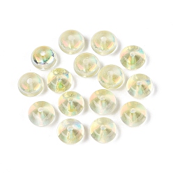 Vara de Oro Pálido Pintura horneada galvanoplastia cuentas de vidrio transparente, Rondana plana, color de ab chapado, vara de oro pálido, 8x4.5 mm, agujero: 1.5~1.6 mm, Sobre 2220 unidades / 1000 g
