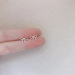 Bowknot Сплав серьги для женщин, с 925 стерлинговым серебром, бантом, 14.5 мм