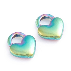 Rainbow Color Ионное покрытие (ip) 304 брелоки из нержавеющей стали, сердце замок, Радуга цветов, 10.5x9x2.5 мм, отверстие : 3x3.5 мм