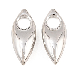 Platinum Brass Pendants, Horse Eye Charms, Rack Plating, Long-Lasting Plated, Lead Free & Cadmium Free, Platinum, 38.5x16x8.5mm, Hole: 8mm