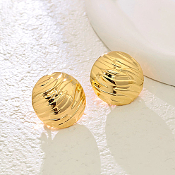 Настоящее золото 18K Полукруглые серьги-гвоздики из текстурированного сплава, реальный 18 k позолоченный, 24 мм