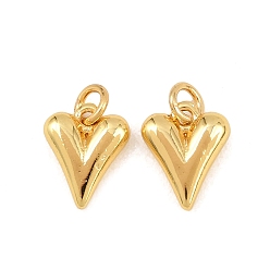 Настоящее золото 18K Латунь прелести, сердце прелести, без свинца и без кадмия, стойки покрытие, долговечный, реальный 18 k позолоченный, 10x8x3 мм, Перейти кольцо: 4x0.8 мм, внутренний диаметр: 2.5 мм
