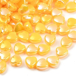 Золотистый 2631пластиковые бусины шт., сердце, с покрытием AB цвета, золотые, 9x9x4.5 мм, отверстие : 1.6 мм