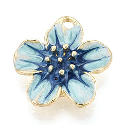 Морской Синий Стойки обшивки сплава эмали подвески, , без кадмия, без никеля и без свинца, золотые, Marine Blue, 26.5x25.5x7 мм, отверстие : 3x2.8 мм