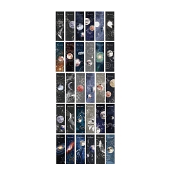 Mixed Color Paper Bookmarks, Rectangle with Universe Themed Pattern, Mixed Color, 152x42mm, 30 styles, 1pc/style, 30pcs/set