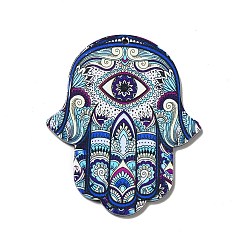 Evil Eye Непрозрачные акриловые подвески, хамса рука/рука мириам очарование, Сглаженный глаз, 52.5x43.5x2 мм, отверстие : 1.6 мм