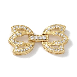 Настоящее золото 18K Реечное покрытие латунь микро паве прозрачный кубический цирконий складные застежки, без кадмия и без свинца, долговечный, лист, реальный 18 k позолоченный, 24.5 мм, застежка : 17x12.5x3.5 mm, лист: 11x12.5x3.5 мм
