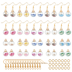 (52) Непрозрачная лаванда Набор для самостоятельного изготовления сережек-подвесок на тему океана, в том числе подвески из прозрачного стекла, со стразами из смолы, раковиной и стеклянными микробусинами внутри, медные крючки и кольца для сережек, разноцветные, подвеска: 20 шт / комплект