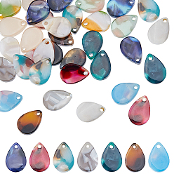 (52) Непрозрачная лаванда 50шт. подвесок из ацетата целлюлозы (смолы), очарование слезы, разноцветные, 15x12.5 мм