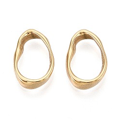 Настоящее золото 18K 304 нержавеющей стали связывающий кольца, неправильный овал, ионное покрытие (ip), реальный 18 k позолоченный, 15.5x10.5x3 мм