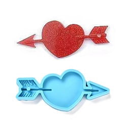 Deep Sky Blue DIY Pendant Silicone Molds, Resin Casting Molds, For UV Resin, Epoxy Resin Jewelry Making, Valentine's Day Theme, Heart with Arrow, Deep Sky Blue, 71x31x8mm, Hole: 3mm