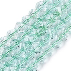 Бирюза Хрустящие прозрачные стеклянные бусины нити, твист, граненые, бирюзовые, 7~7.5x7~8x7~8 мм, отверстие : 1.2~1.4 мм, около 51~53 шт / нитка, 14.57~15.35 дюйм (37~39 см)