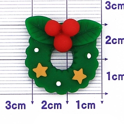 Christmas Wreath Рождественская серия из непрозрачной смолы декодирует кабошоны, Рождественский венок, 30x20 мм