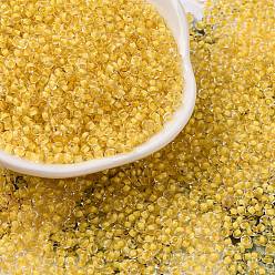 Золотистый Стеклянные цилиндрические бусины, бисер, внутри цветов, круглое отверстие, золотые, 2.4~2.7x1.5~1.8 мм, отверстие : 1.2 мм, Около 20000 шт / фунт