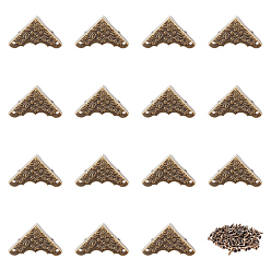 Antik Bronze Eckschutzecken aus Eisen, mit schrauben, für möbel schmuckschatulle dekoration, Antik Bronze, 37.5x37.5x12 mm, Bohrung: 2.2 mm, 30sets