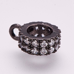Черный Цвет Металла Латунные поручни из кубического циркония с микропаве, петля под залог, плоско-круглые, металлический черный , 10x3x4.5x7 мм, отверстие : 1.5 мм, внутренний диаметр: 4.5 мм