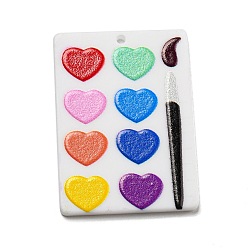 Разноцветный Акриловые подвески, палитра, красочный, 37x27x2.3 мм, отверстие : 1.6 мм