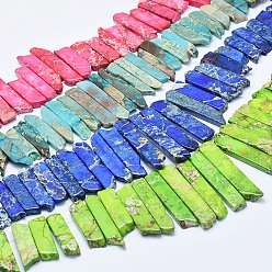 (52) Непрозрачная лаванда Натуральные имперские нитки из бисера яшмы, сверху просверленные бусы, окрашенные, прямоугольные, разноцветные, 15~65x5~12x4~7 мм, отверстие : 1 мм, около 48 шт / нитка, 17.5 дюйм (40 см)