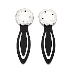 Серебро Закладки из сплава и железа, бант с плоским круглым вращающимся подносом, серебряные, 76~77x25x5.5~6 мм, Размер лотка: 16 мм