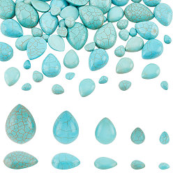 Темный Голубой 100 шт. 5 стили фурнитура для поделок окрашенный синтетический бирюзовый драгоценный камень плоская задняя часть каплевидные кабошоны, темные голубые, 6~18x8~25x3~7 мм, 20 шт / стиль