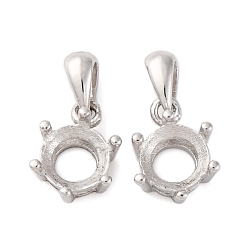 Платинированный 925 плоские круглые подвески из стерлингового серебра с кабошонами, с креплением на зубцах, настройки открытой спины, Реальная платина, 3/8x1/4x1/4 дюйм (1x0.75x0.5 см), внутренний диаметр: 1/8 дюйм (0.4 см)