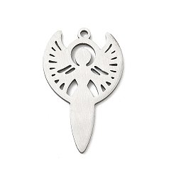 Edelstahl Farbe 201 Edelstahl Anhänger, Engel- und Flügelanhänger, Edelstahl Farbe, 26.5x16x1 mm, Bohrung: 1.4 mm