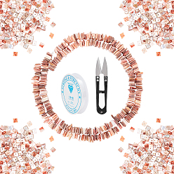 Pink DIY Stretch Bracelets Making Kits, Including Natural Freshwater Shell Beads, Elastic Crystal Thread and Steel Scissors, Pink, Beads: 8~9x7.5~8x1~4mm, Hole: 0.5mm, 15.2~15.3 inch(38.5~39cm), 2strand/set