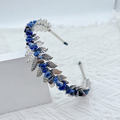 Содалитовое Резинки для волос из натуральной содалитовой крошки, аксессуары для волос для невесты, с металлическим обручем для волос, 150x125x35 мм